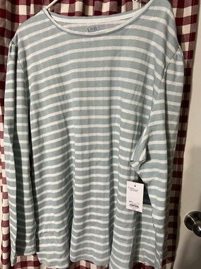 Croft & Barrow women’s Light Blue Stripe Long-Sleeve Shirt 4X light weight